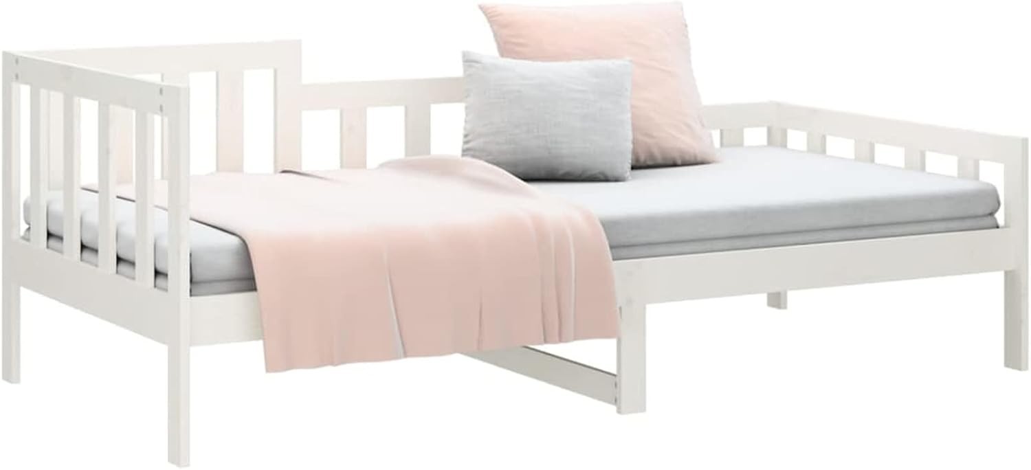Solid Wood Daybed Sofa Bed White 90x190cm Guest Bed Indoor Outdoor Use
