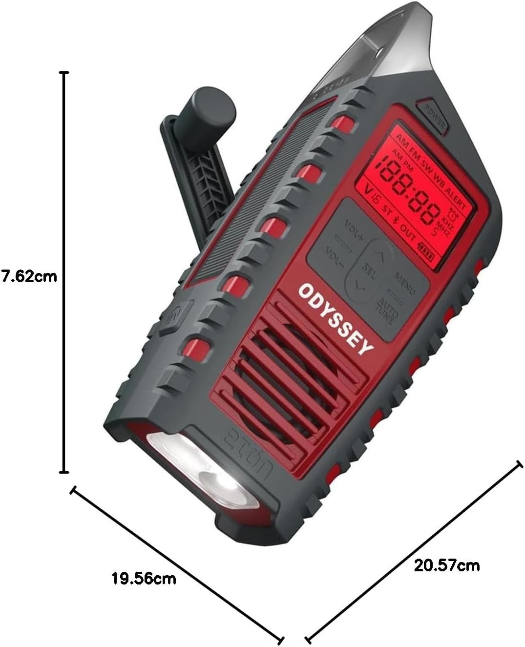 Emergency Multi-Band AM/FM/SW Weather Radio Solar Bluetooth Flashlight