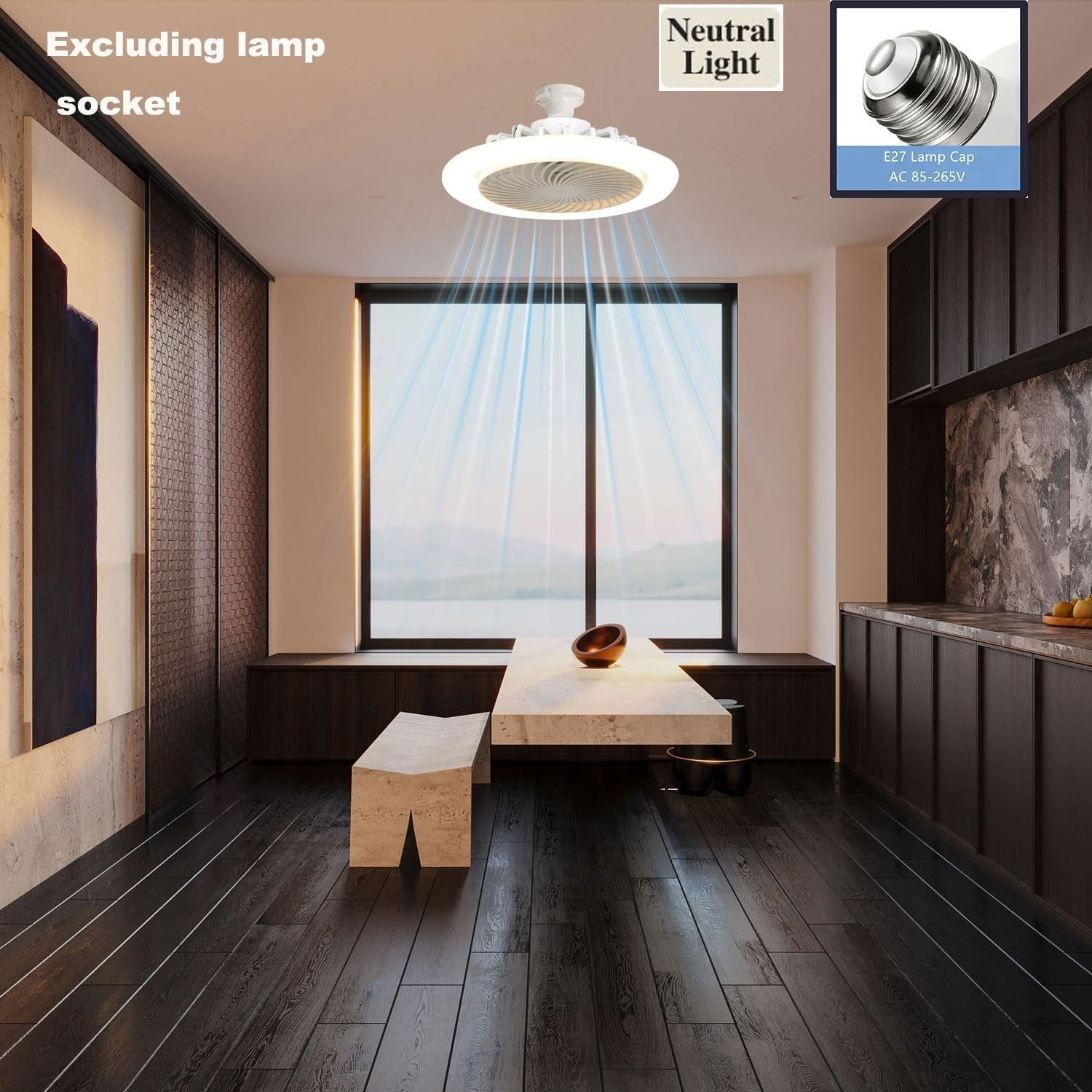 LED Ceiling Fan with Remote, 3 Speeds, 3 Colors, White