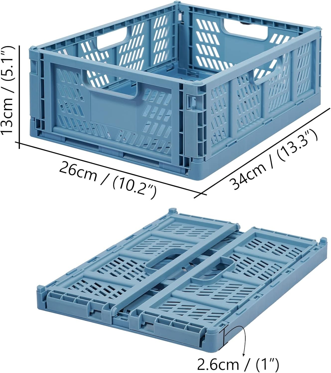 4x 13L Colorful Collapsible Storage Baskets 33.8x25.9x13cm