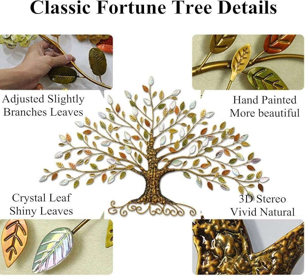3D Tree of Life Metal Wall Art Luxury Fortune Tree Wall Decor