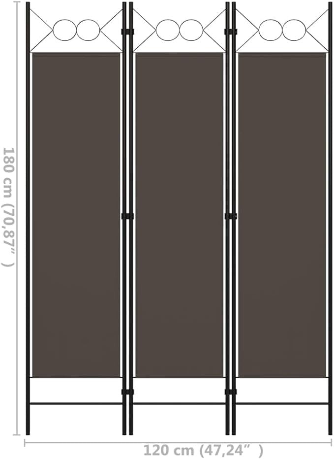 Anthracite Grey 3 Panel Room Divider 180cm Folding Privacy Screen