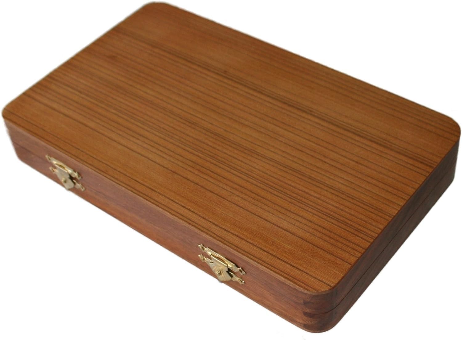 Wooden Folding Backgammon Set 10 Inch Portable Board Game with Dice