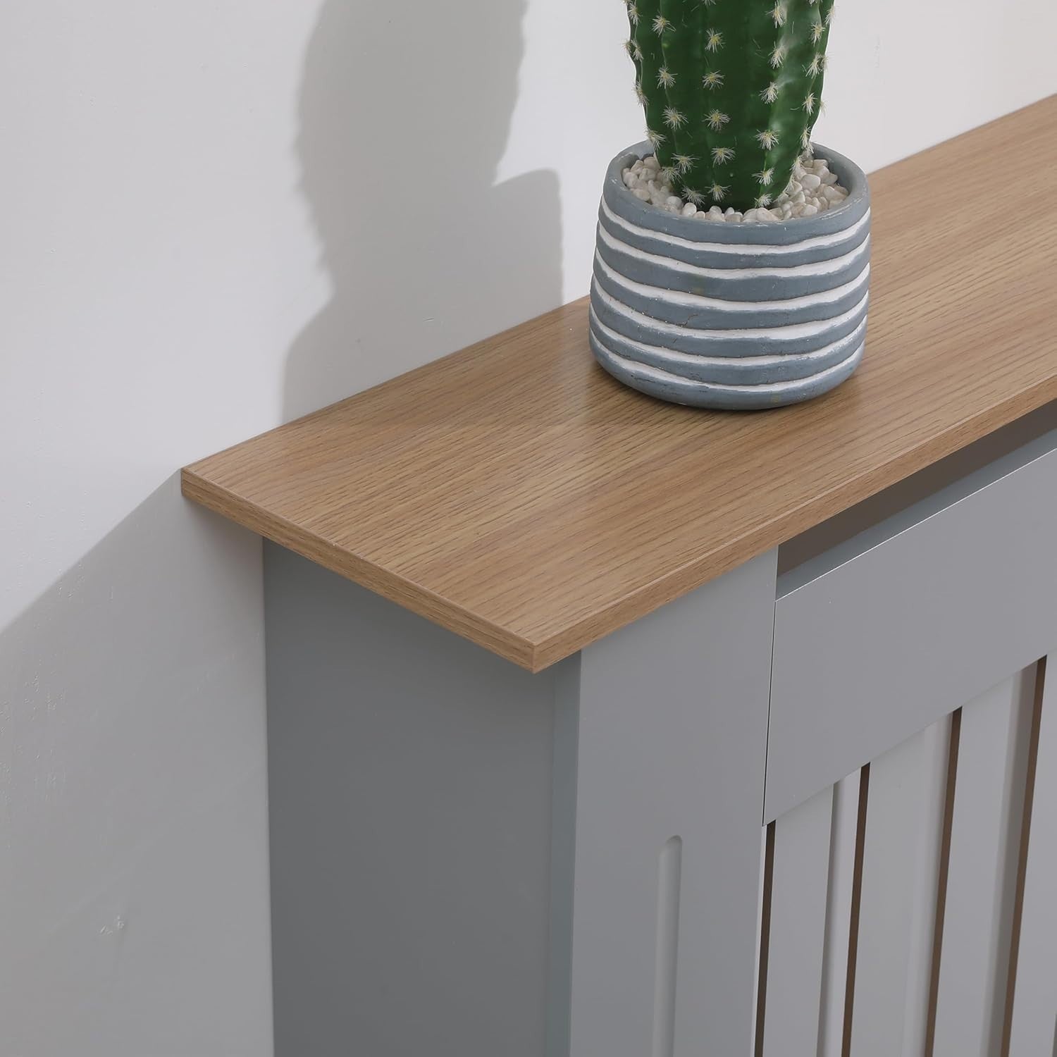 Extra Large Grey Radiator Cover Modern Slatted MDF Grill Cabinet 172x82x19cm