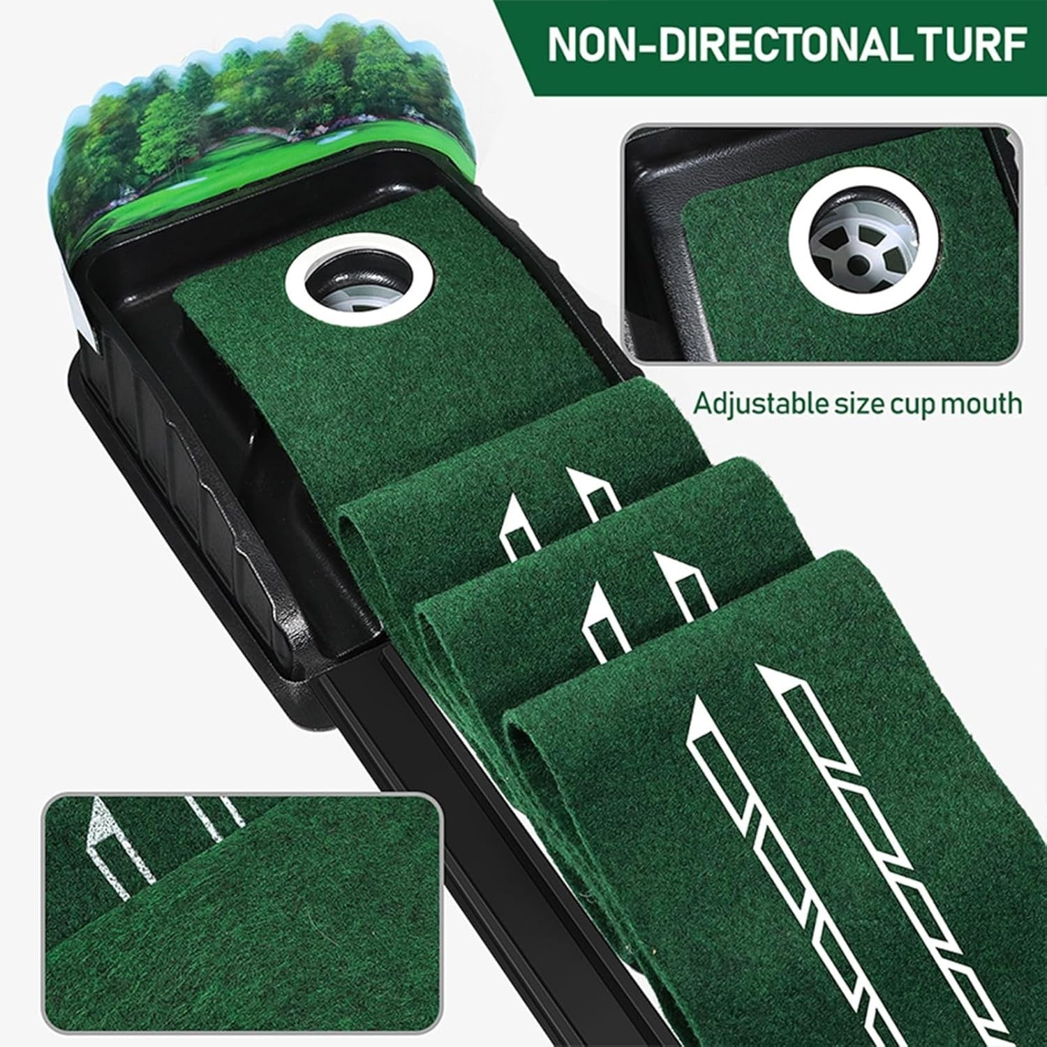 Golf Putting Green Mat Indoor Auto Ball Return Alignment Trainer 10ft
