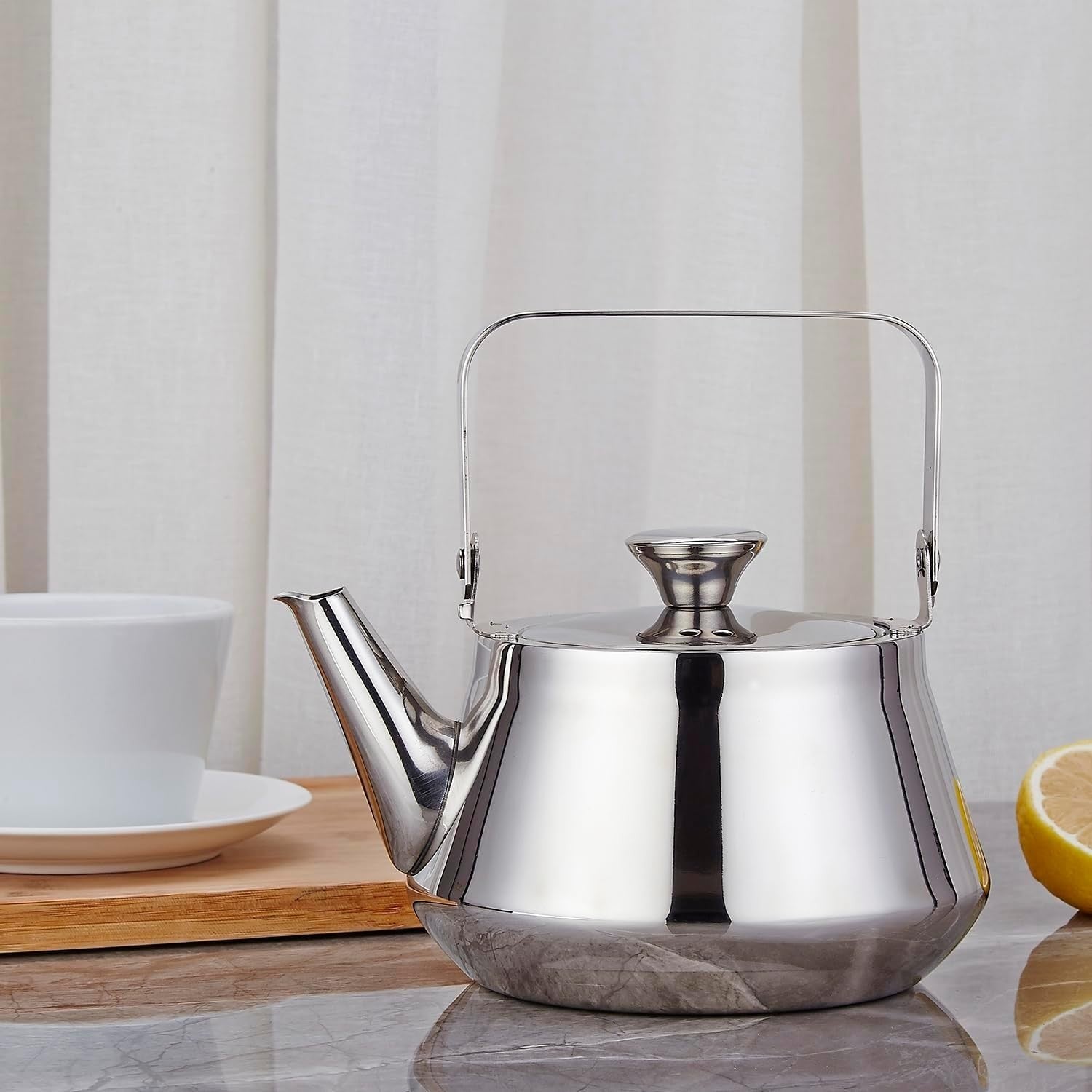 Stainless Steel Teapot 1.2L with Infuser Loose Leaf Tea Pot Silver