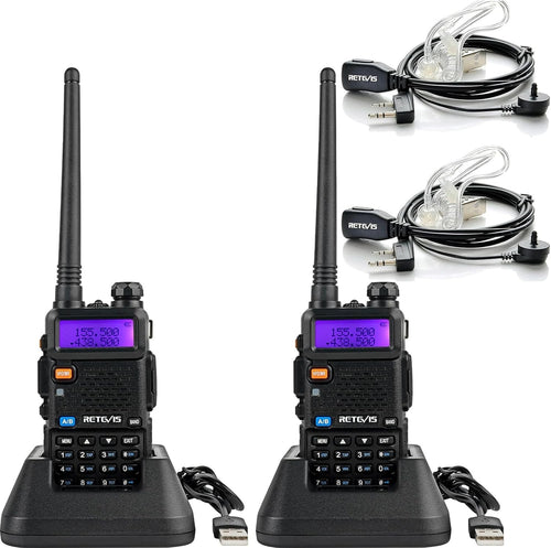 Dual Band Ham Walkie Talkies 2 Pack Long Range 128CH VOX Headset