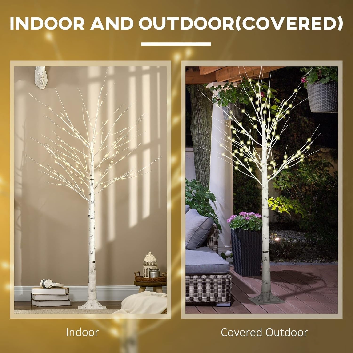 180cm Pre-Lit White Birch Tree Light Warm LED Indoor Outdoor Home Garden Decor