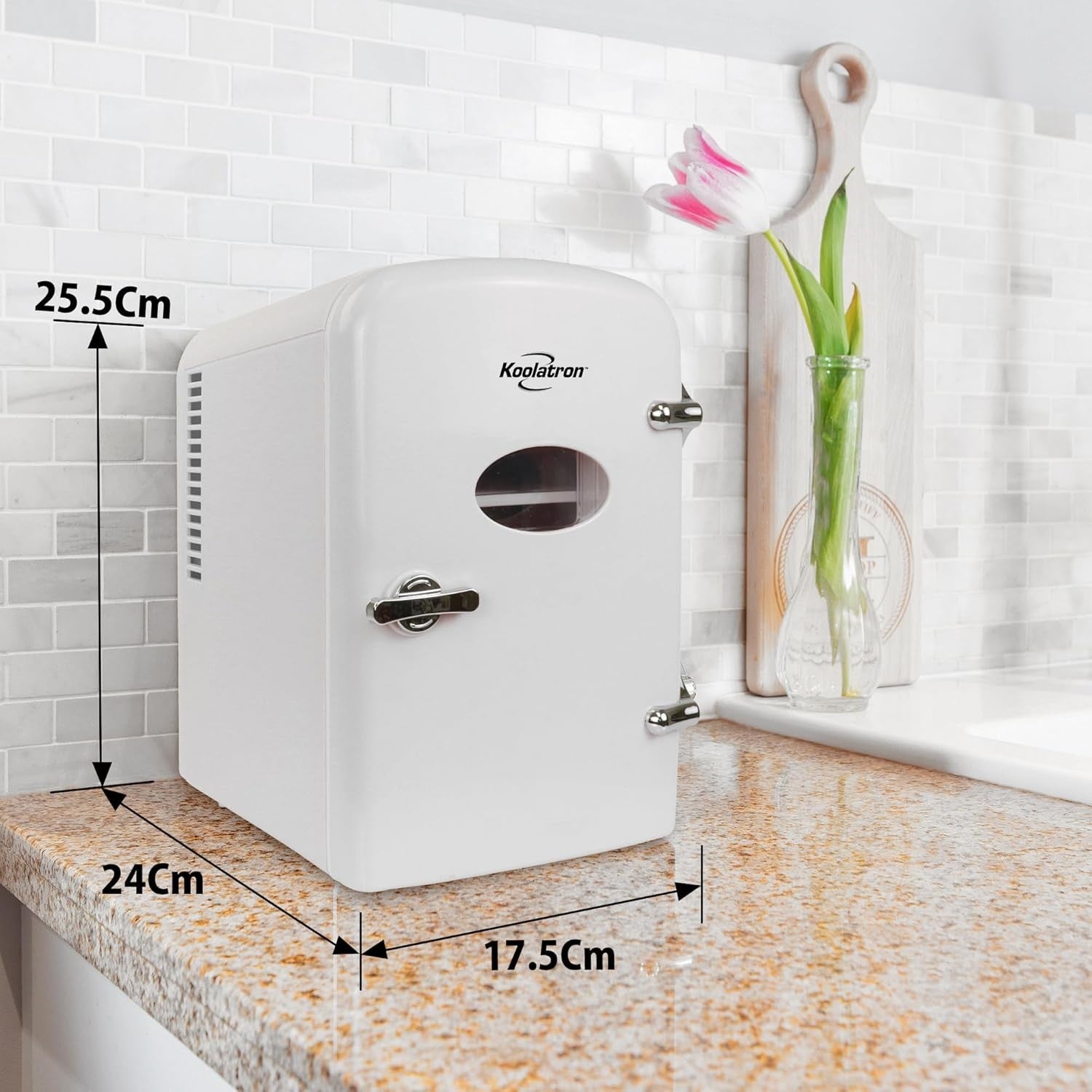 4L Mini Fridge Portable Retro Cooler Bedroom Office Dorm White