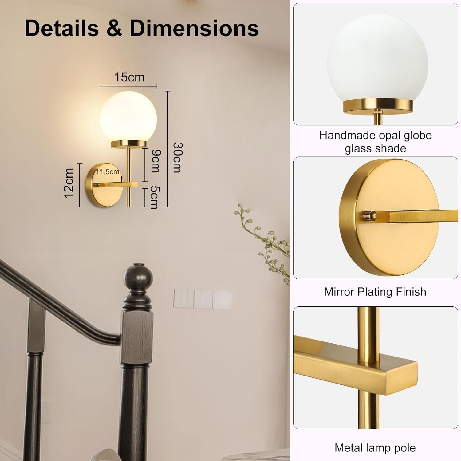 Modern Wireless Wall Sconces Set 2 Dimmable Glass RGB LED Lights Remote