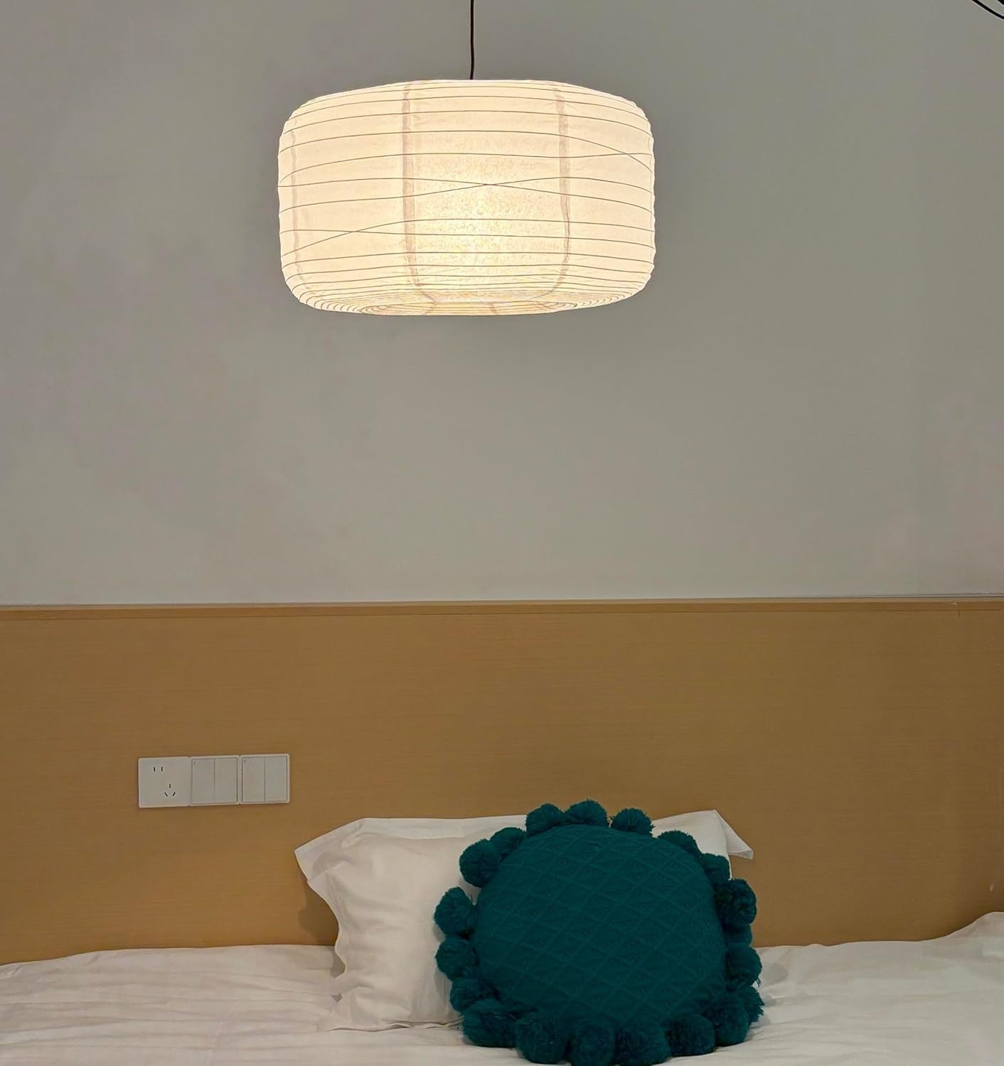 White Paper Doughnut Ceiling Lampshade 43cm Japanese Style Foldable Light