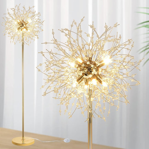 Gold Crystal Firework Floor Lamp 8 Light Luxury Standing Lamp 175cm Tall
