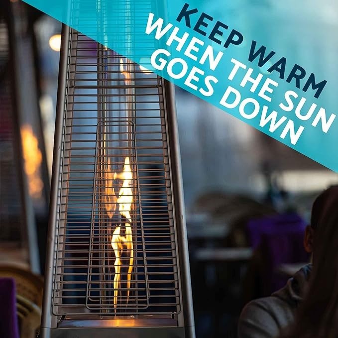 Outdoor Gas Pyramid Patio Heater 13kW Real Flame Adjustable Heat & Cover