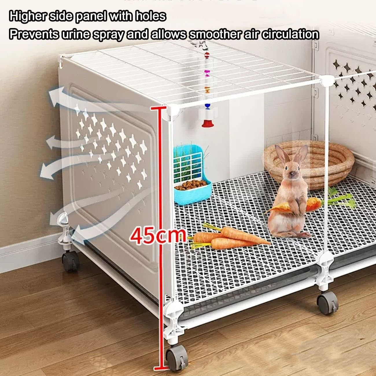 Large Indoor Rabbit Cage DIY Guinea Pig Hutch Clear Front Pull Out Tray