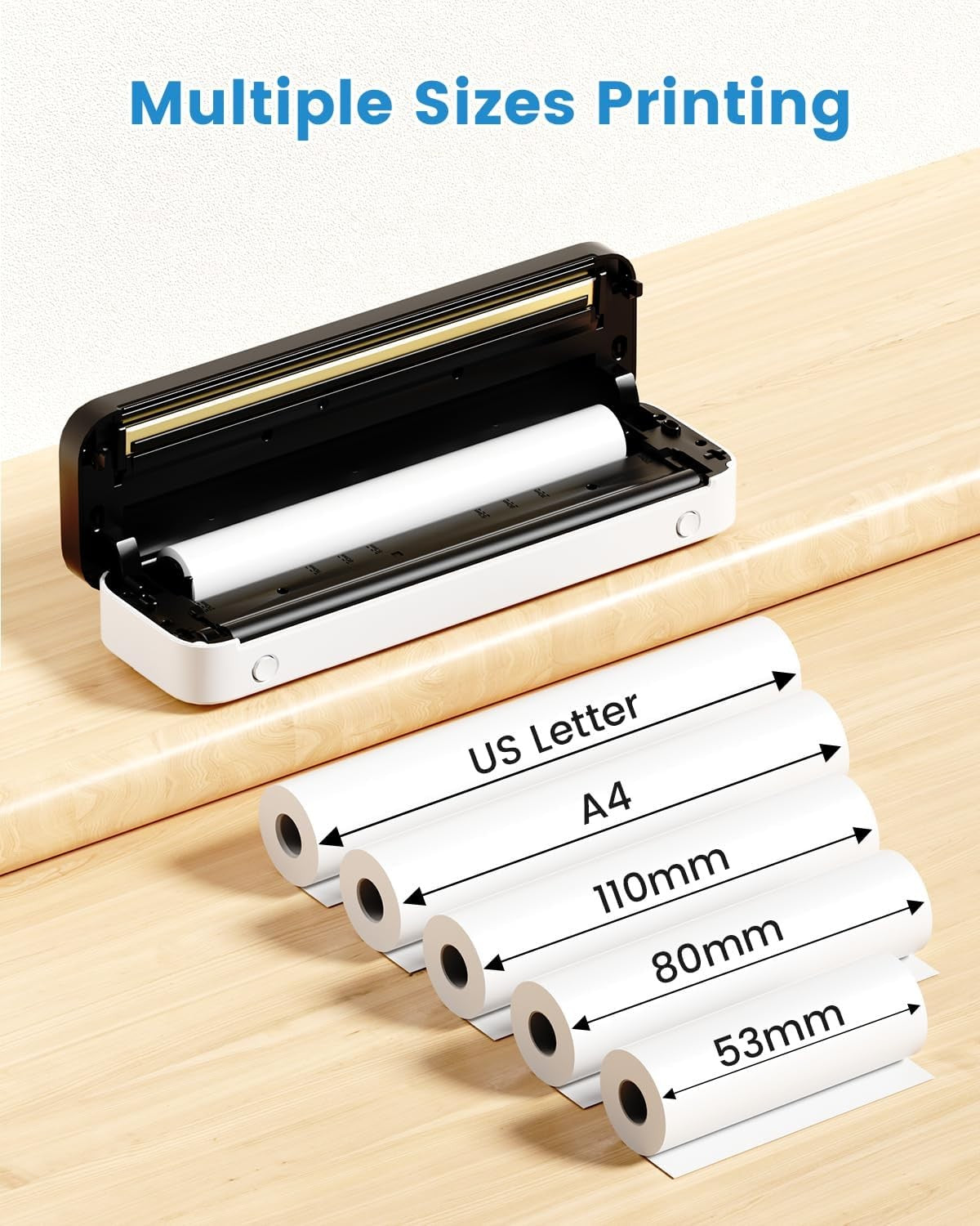 Portable A4 Inkless Thermal Printer Wireless & USB High‑Definition 304 DPI