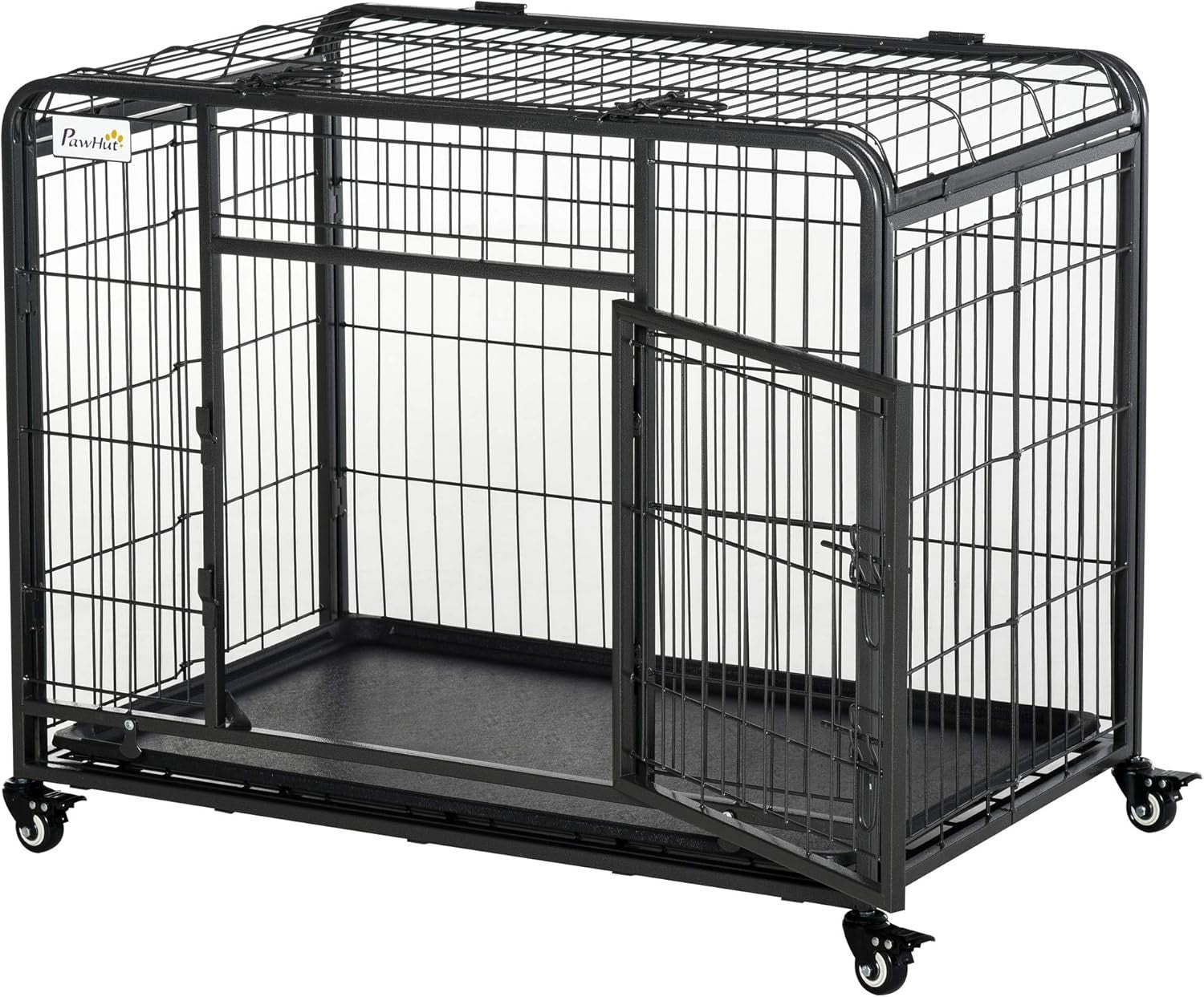 Metal Dog Cage with Locking Door, Wheels & Removable Tray 94x58x70cm