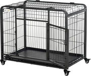 Metal Dog Cage with Locking Door, Wheels & Removable Tray 94x58x70cm
