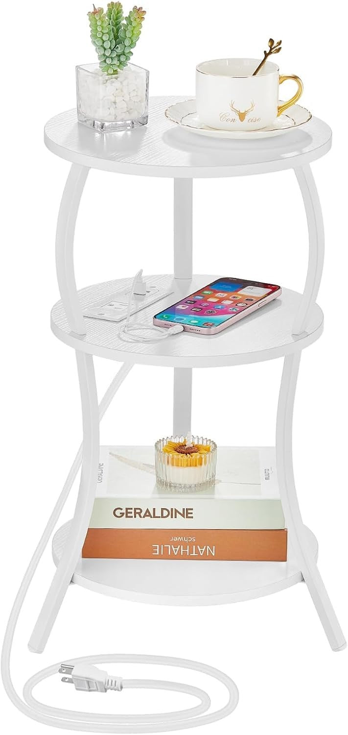 3-Tier Round Side Table with Storage Shelves – Sturdy, Stylish & Space-Saving