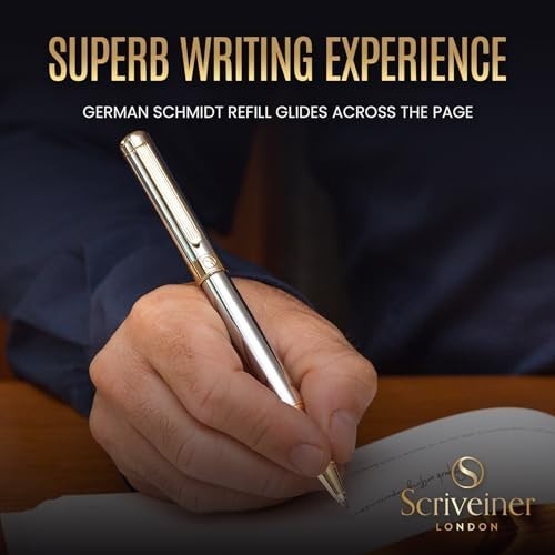 Luxury Rollerball Pen Silver Chrome 24K Gold Medium Gift