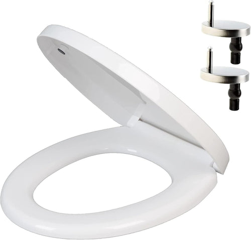 Soft Close Oval Toilet Seat White Quick Release Adjustable PP Top Fix 385-470mm