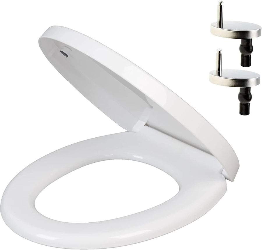 Soft Close Oval Toilet Seat White Quick Release Adjustable PP Top Fix 385-470mm