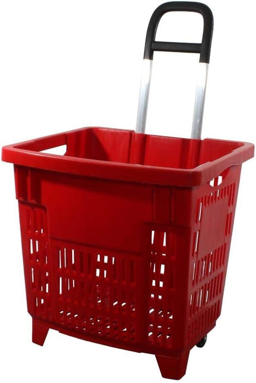 55L Shopping Trolley Basket with Wheels Foldable Handle Lightweight Cart