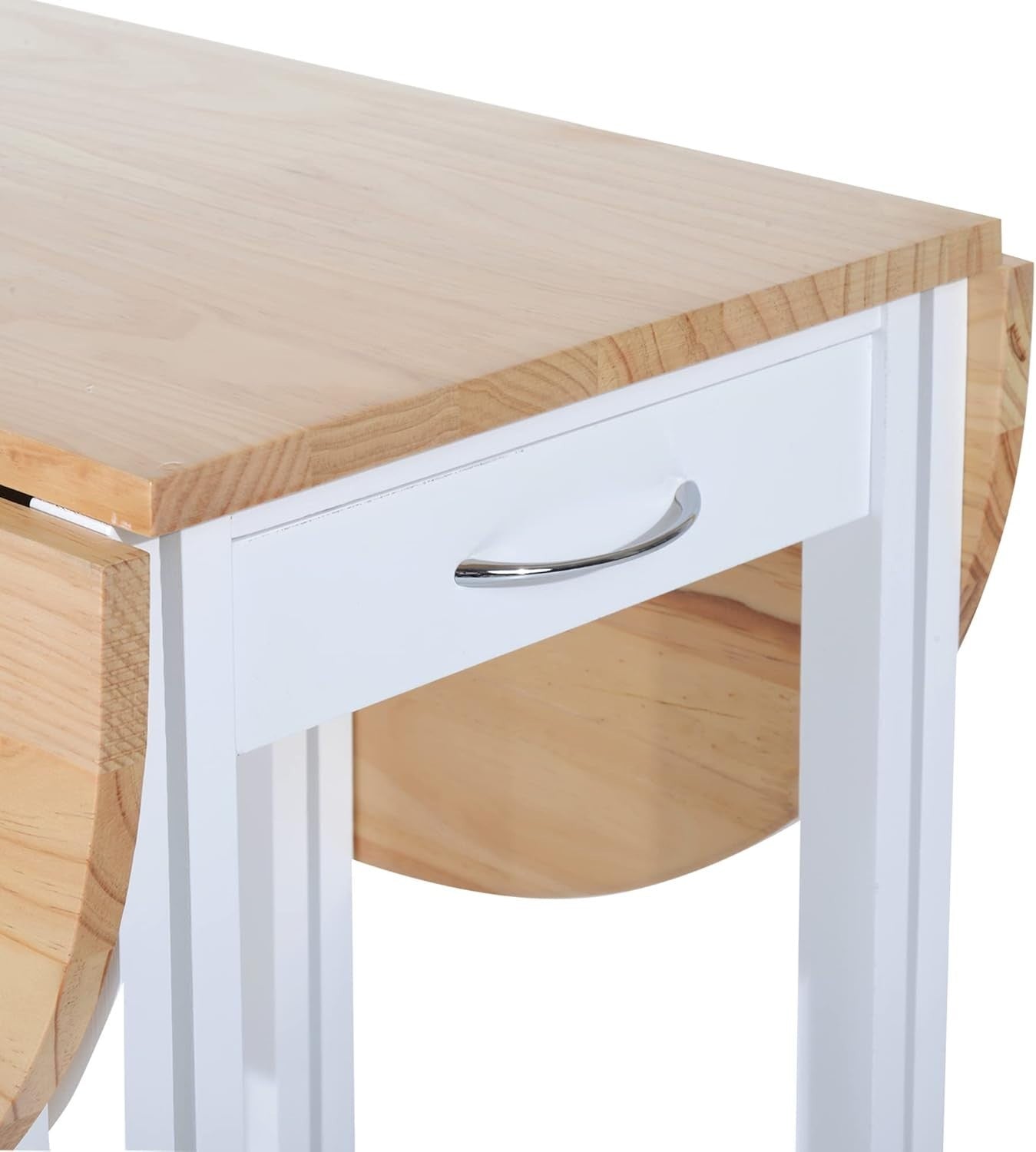 3-Piece Foldable Drop Leaf Dining Set with Stools White Modern Compact