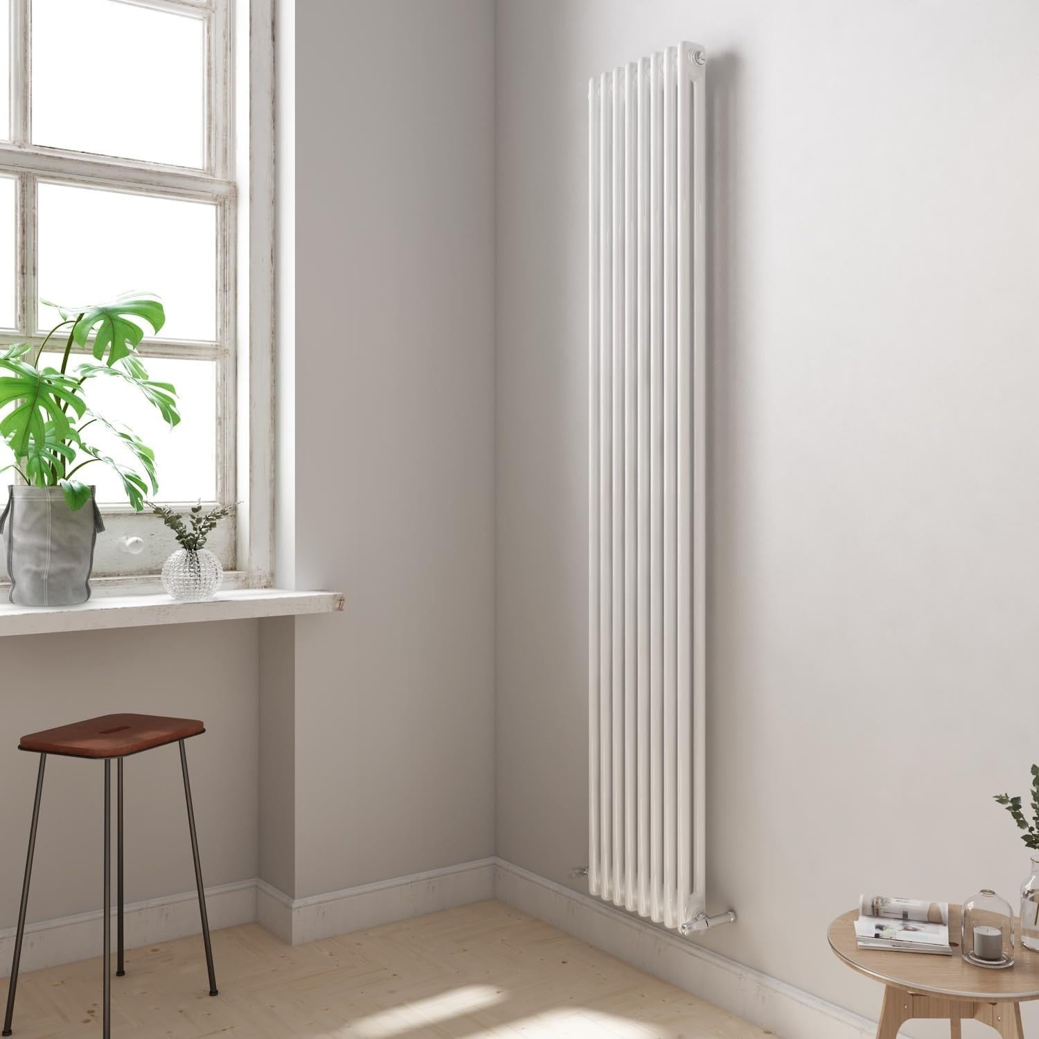 Slim Vertical White Column Radiator | Double Panel | 1800x380mm