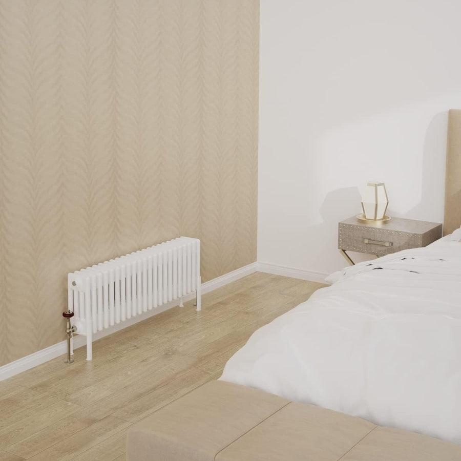 4 Column Horizontal Radiator 300x1010mm White Cast Iron Style
