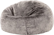 Luxury Faux Fur Bean Bag Chair Large Grey Comfy Seat for Lounge Bedroom