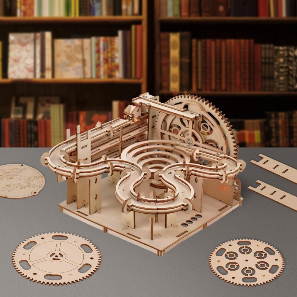 Hand Cranked 3D Wooden Marble Run Puzzle Kit – Fun & Educational Toy