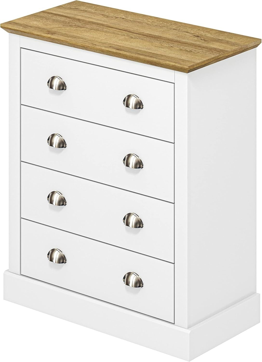 White 4 Drawer Chest – Modern Storage Cabinet for Bedroom & Entryway Use