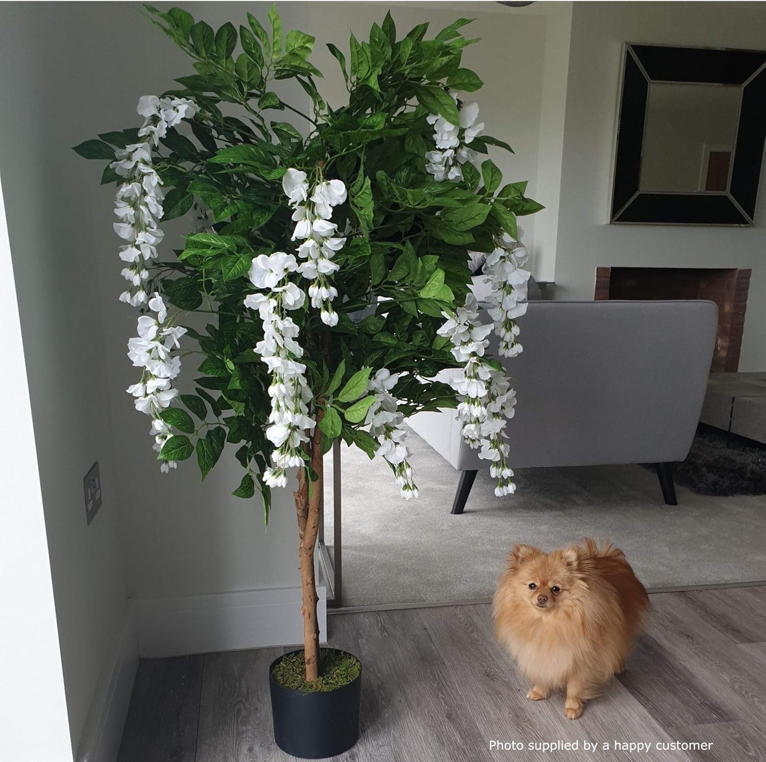 110cm Artificial Wisteria Tree with White Flowers Indoor Decorative Plant Home