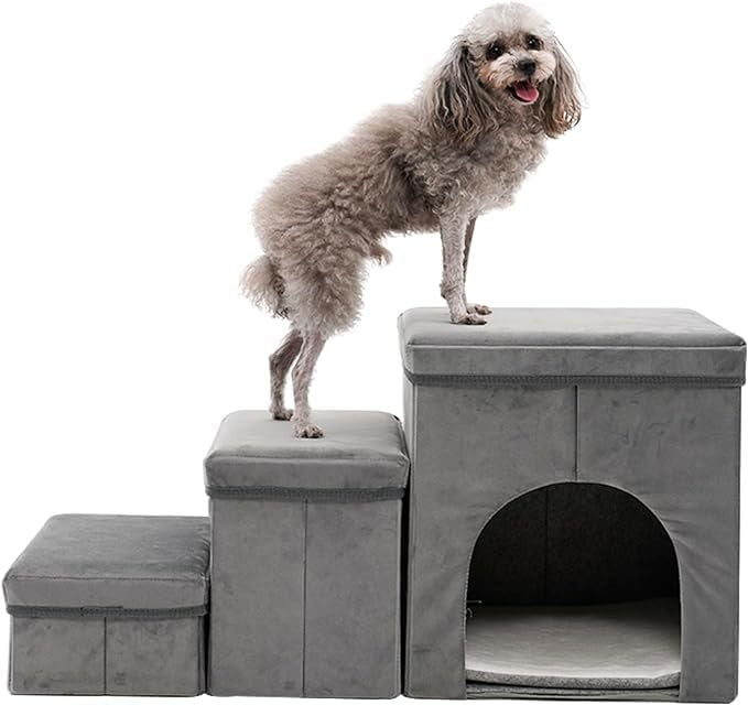 3-Step Dog Stairs Ramp Non-Slip Foam Pet Steps Bed Sofa