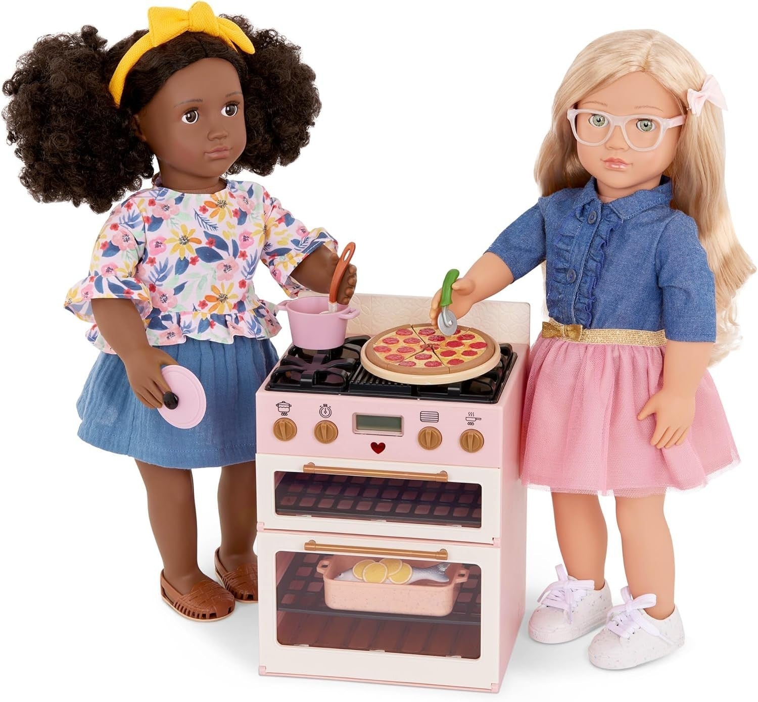 18 Inch Doll Oven Playset w/ Lights Sounds Pretend Food Kitchen