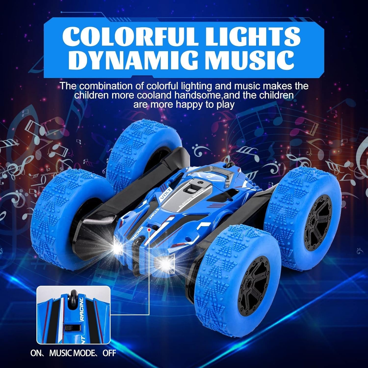 360° RC Stunt Car – Double-Sided Flip Remote Control Car, Blue