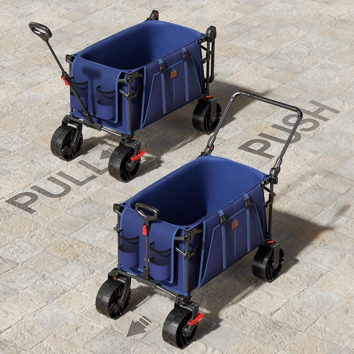 Blue 225L Heavy Duty Folding Camping Wagon w/ Canopy 150kg Festival Trolley