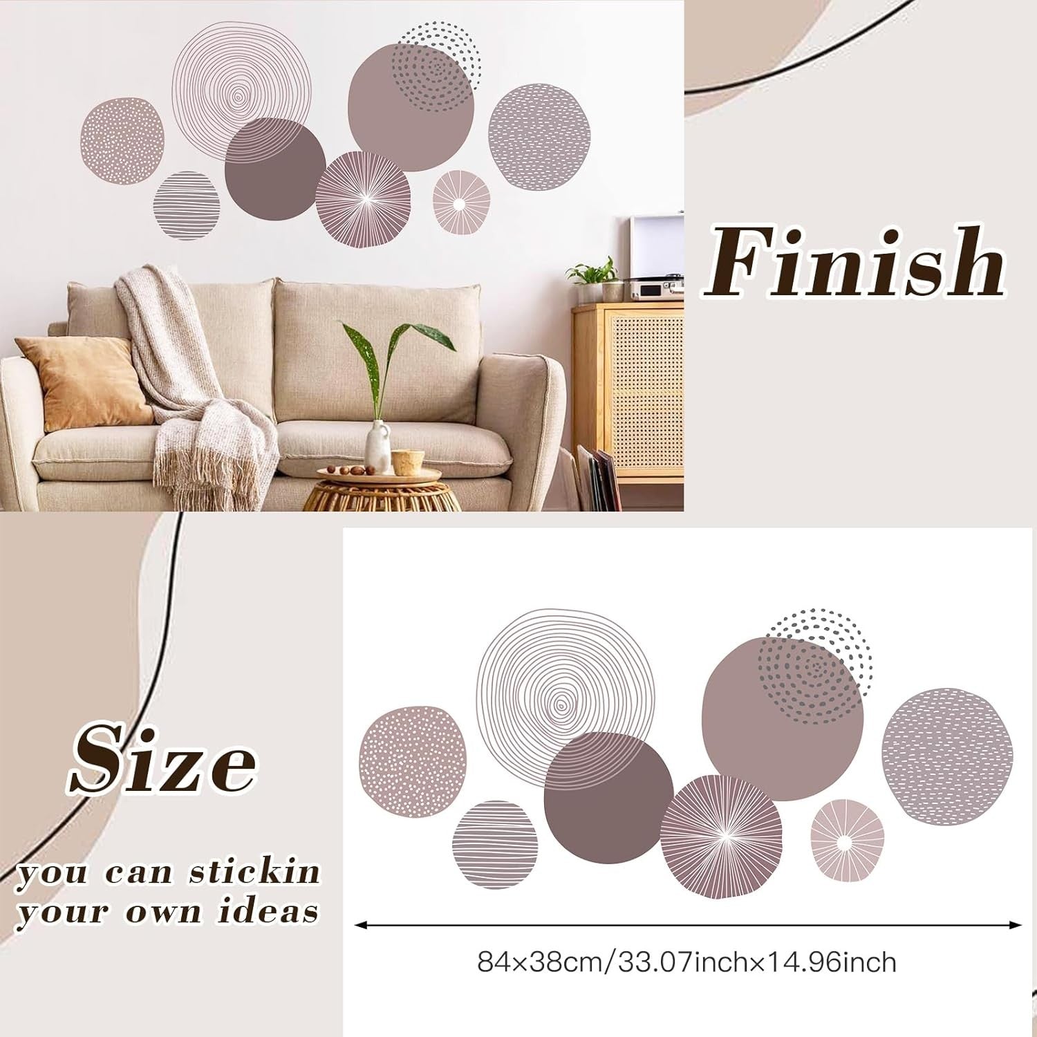 Boho Abstract Wall Art Decals Colorful Stickers Kids & Living Room