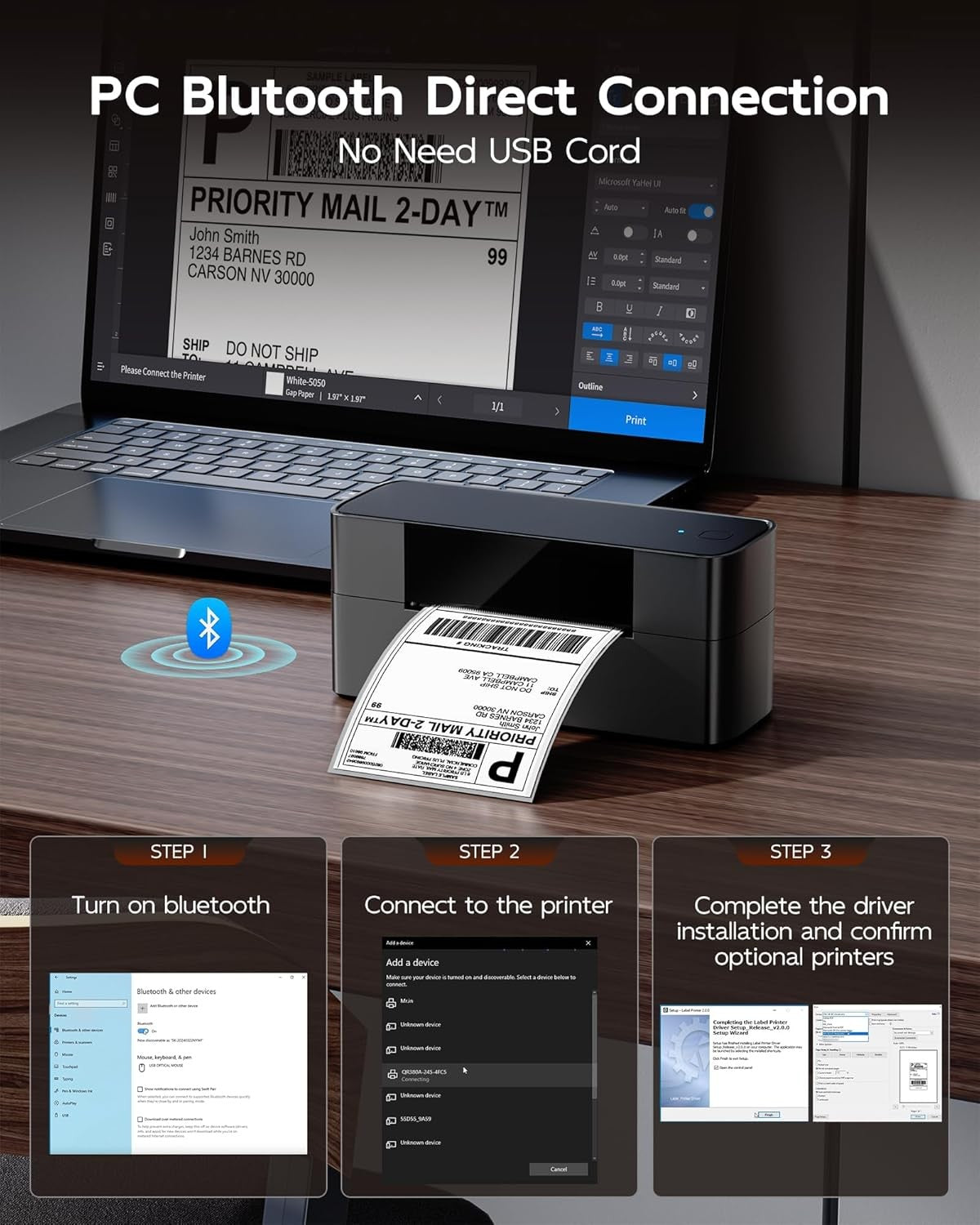 4x6 Thermal Shipping Label Printer Bluetooth Postage