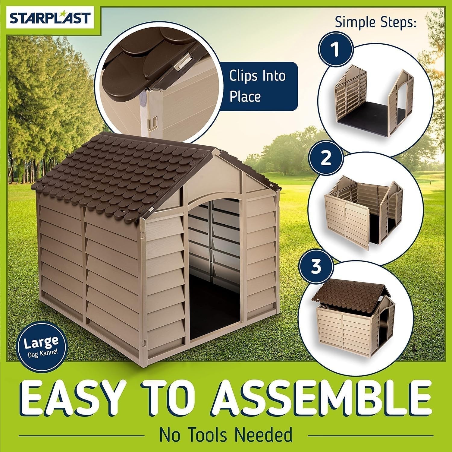 Heavy Duty Large Plastic Dog Kennel Outdoor Weatherproof Pet Shelter Brown