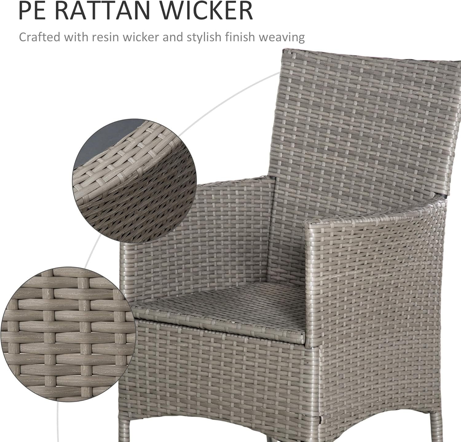 Set of 4 Rattan Garden Dining Chairs with Cushions High Back Patio Seating