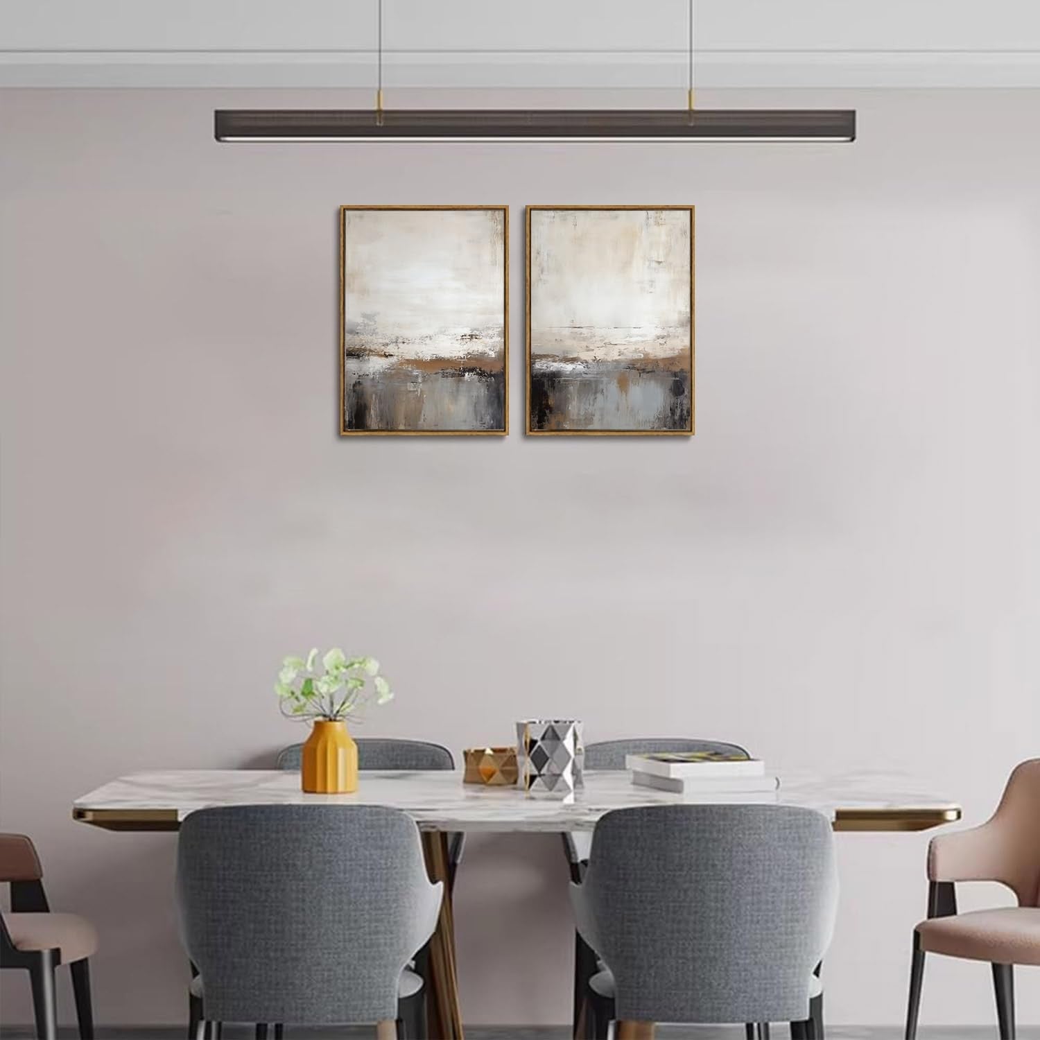 Set of 2 Grey Abstract Framed Canvas Wall Art 12x16in