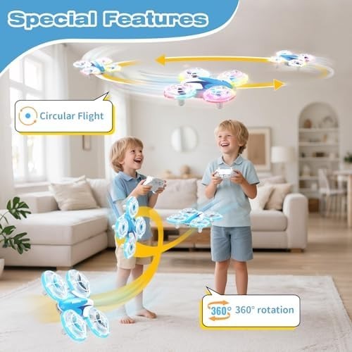 Mini Drone for Kids with 6 LED Modes, 3 Batteries, 360° Flip & Safe Design
