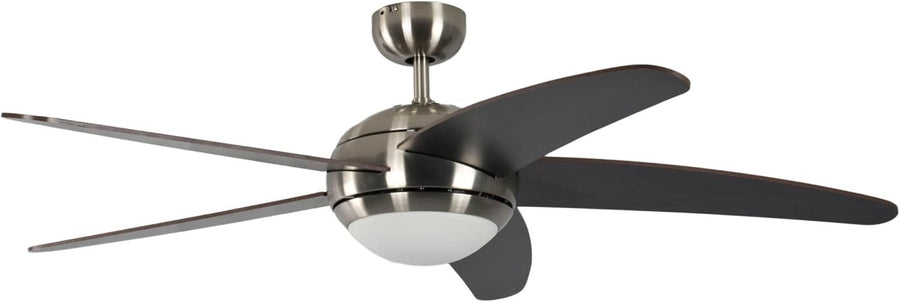 Pepeo Melton 52" Ceiling Fan with Light & Remote, Nickel, Brown Blades