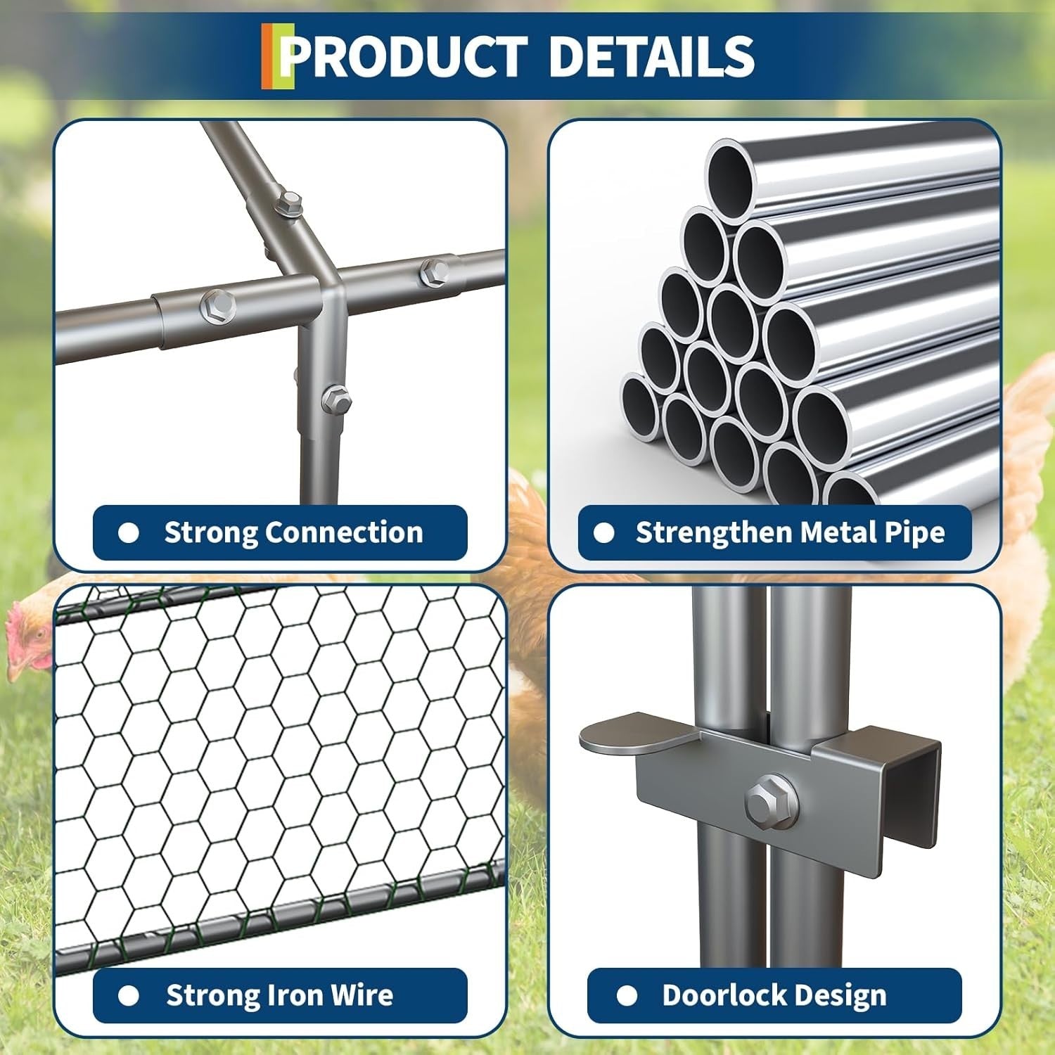 3m Walk In Chicken Run Galvanised Steel Poultry Pen Cover