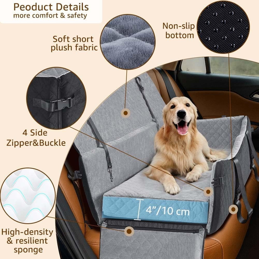 Extra Large Dog Car Seat Memory Foam Travel Bed 55kg Pet Booster Seat