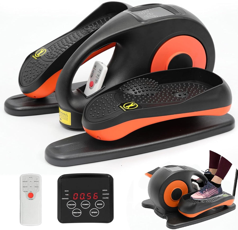 Under Desk Elliptical Pedal Exerciser Electric Remote LCD Seated Trainer