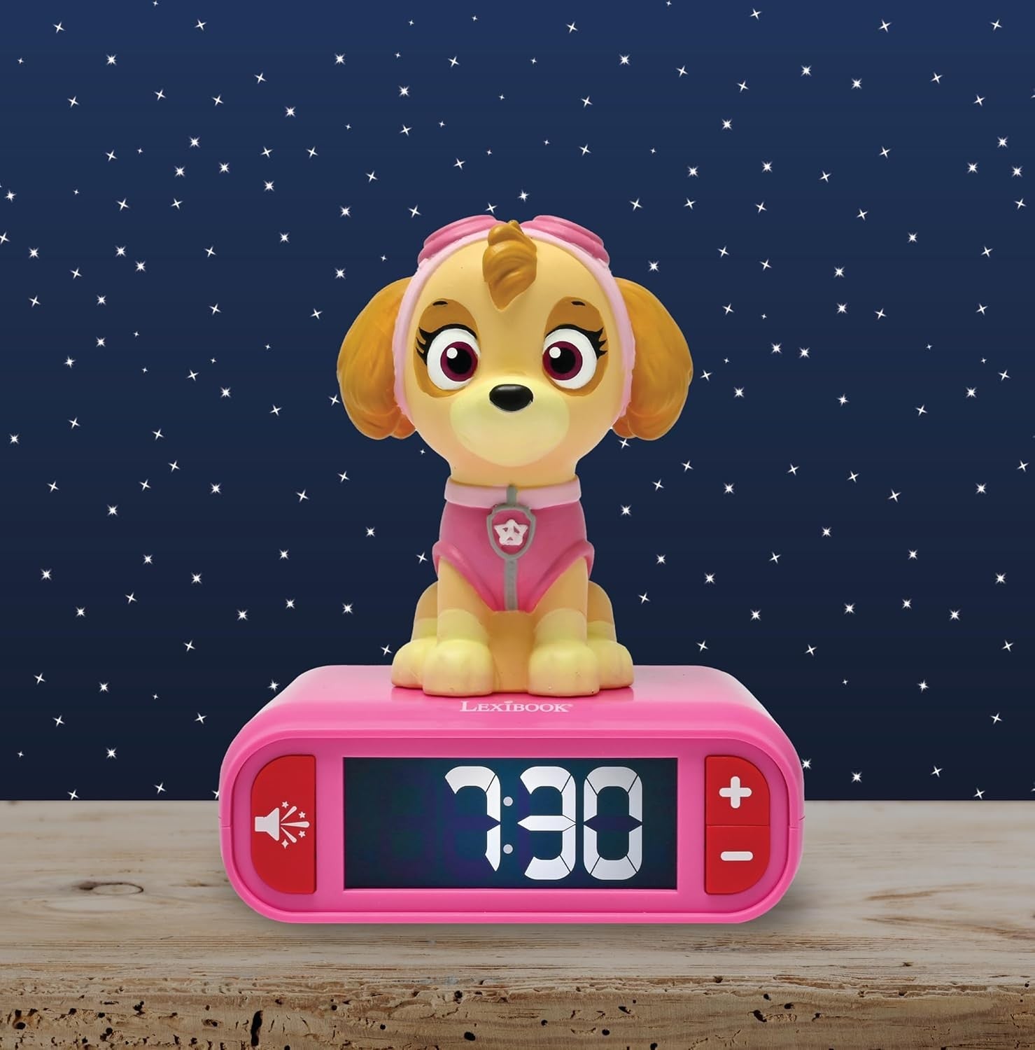 Kids Alarm Clock Night Light LCD Snooze Sound Effects Bedside Clock pink
