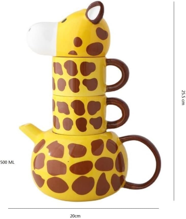 Giraffe Teapot and 2 Cup Set Hand Painted Porcelain Tea Pot 500ml