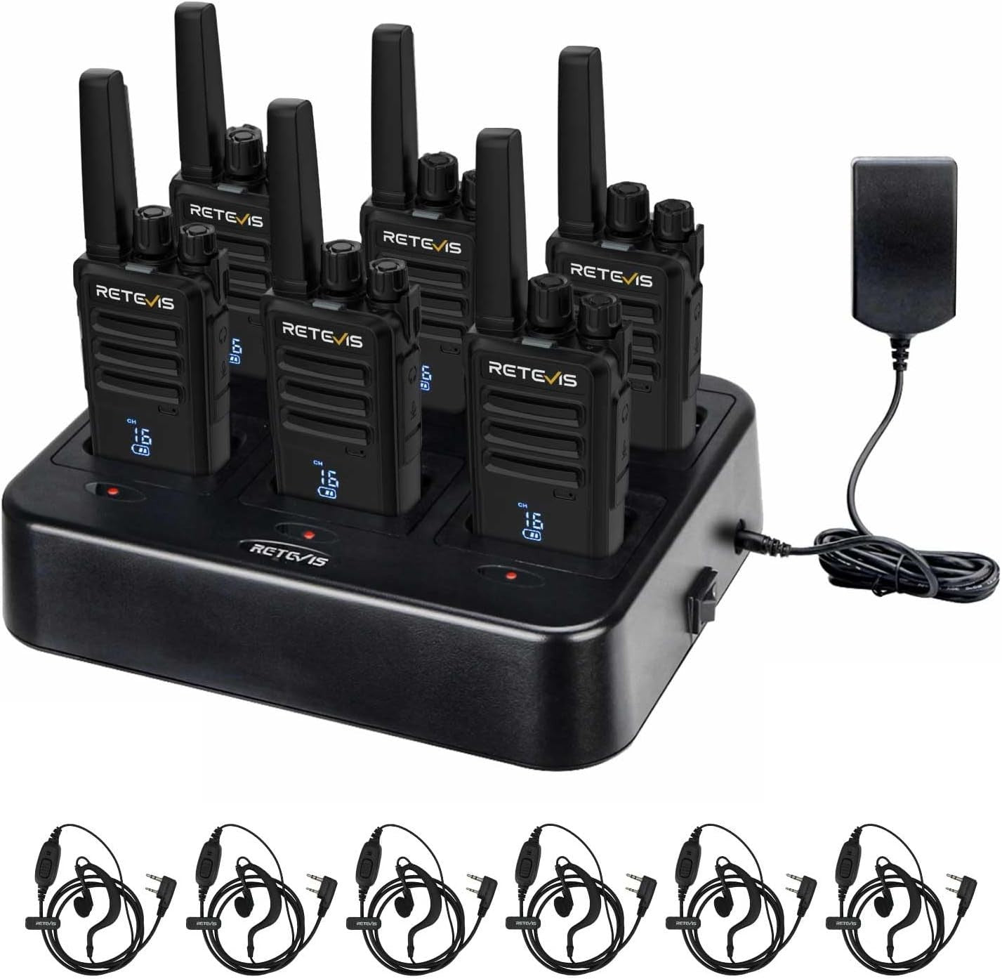 Walkie Talkies 6 Pack Long Range 2 Way Radio w/ Screen Charger VOX